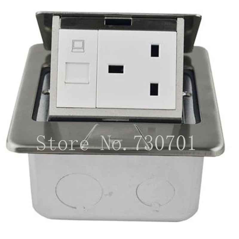 Ultra thin Stainless Steel Silver color three EU/UK/USA/Mexico/Canada/Japan standard power floor socket rj45 USB phone connector