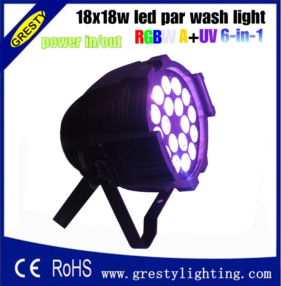 Free Shipping flight case package Par64 Led Par Light 18Pcs 18W 6in1 Color RGBWAUV Led Par Can DMX 512