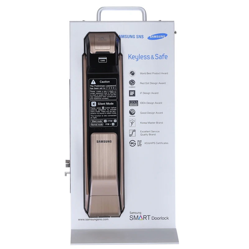 Trava para porta digital com impressão digital samsung, cor dourada