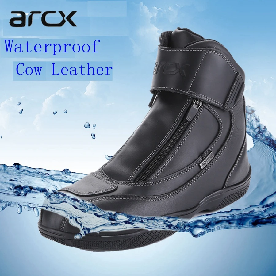 

Free shipping 1pair Motorcycle Offroad waterproof MXGP Racing SPEED Sport Cow Leather Waterproof Motorcycle Boots Shoes