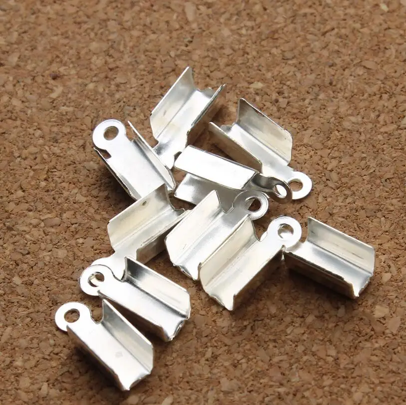 100 Stück Leder-Endkappen, silber-/goldbeschichtet, zum Falten und Crimpen, Kabelendverbinder, Verschluss für Schmuckherstellungszubehör – Detail 8
