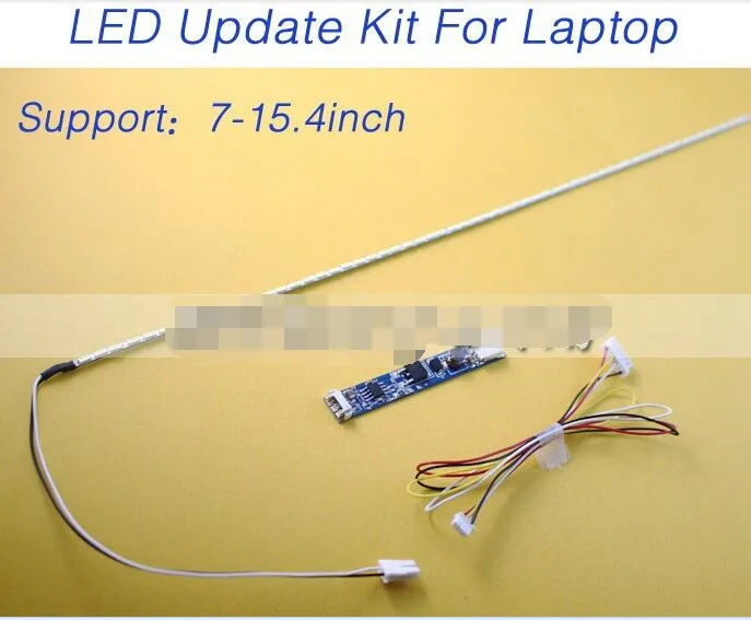 LCD Laptop Dimable LED Backlight Lamps Adjustable Light Update Kit Strip+Board 9-25V Input Free Shipping