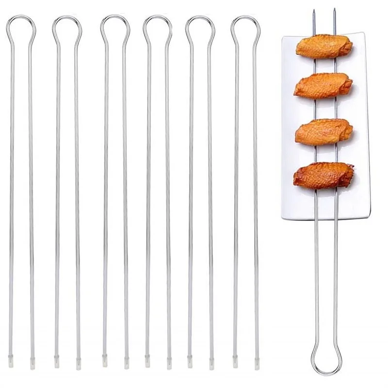 6/10/12 szt. U podwójny Grill szpikulec zestaw ze stali nierdzewnej szaszłyki z kebaba Metal Grill ing kije piknik Camping osprzęt do grilla