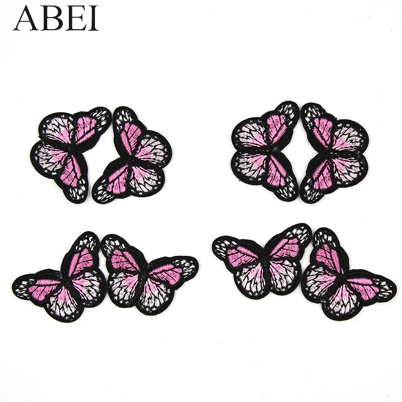 10pcs/lot Embroidery Pink Butterfly Appliques Diy Bags Stickers Sewing Coats Jeans Fabric Patches Handmade Dress Pants Badge