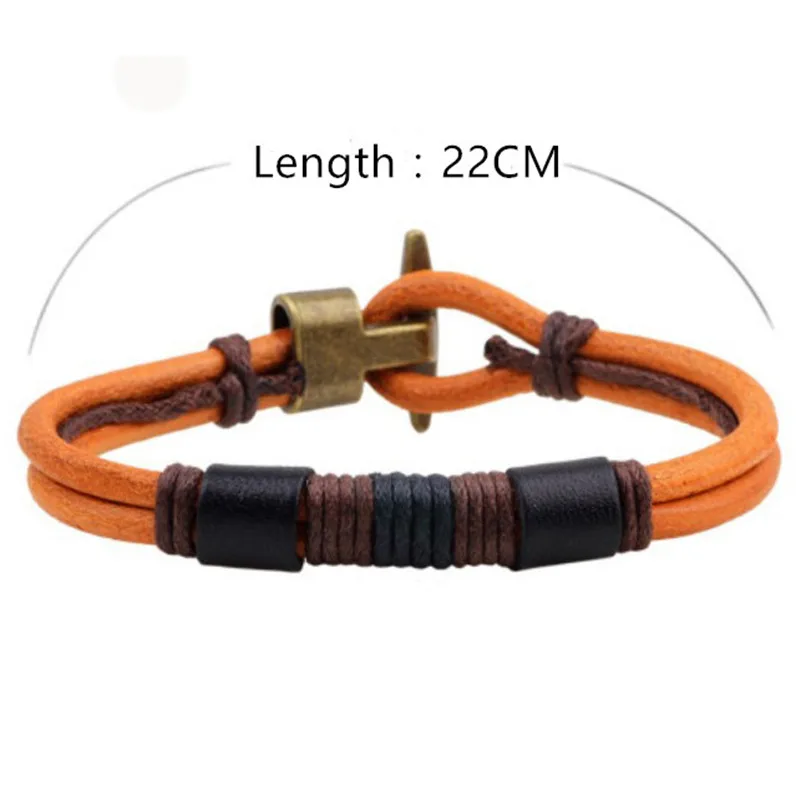 MKENDN Pure Handmade Genuine Leather Bracelets Brand Fashion Punk Cuff Bracelets & Bangle for Women Men Jewelry Accessory