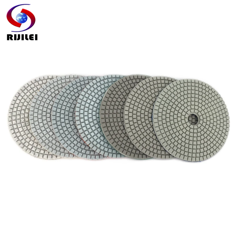 RIJILEI 10PCS/Set 5Inch White Diamond Polishing Pad 125mm Wet Polishing Pads For Stone Concrete Floor Free Shipping HC15