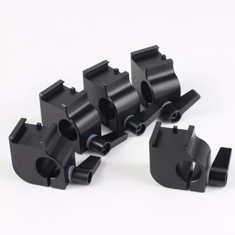 5pcs Pack Cold Shoe 15mm Rod Clamp Rail Block fr Digital SLR Camera Rig Cage 15mm Studio Support BMPCC Tripod Slider Stabilizer