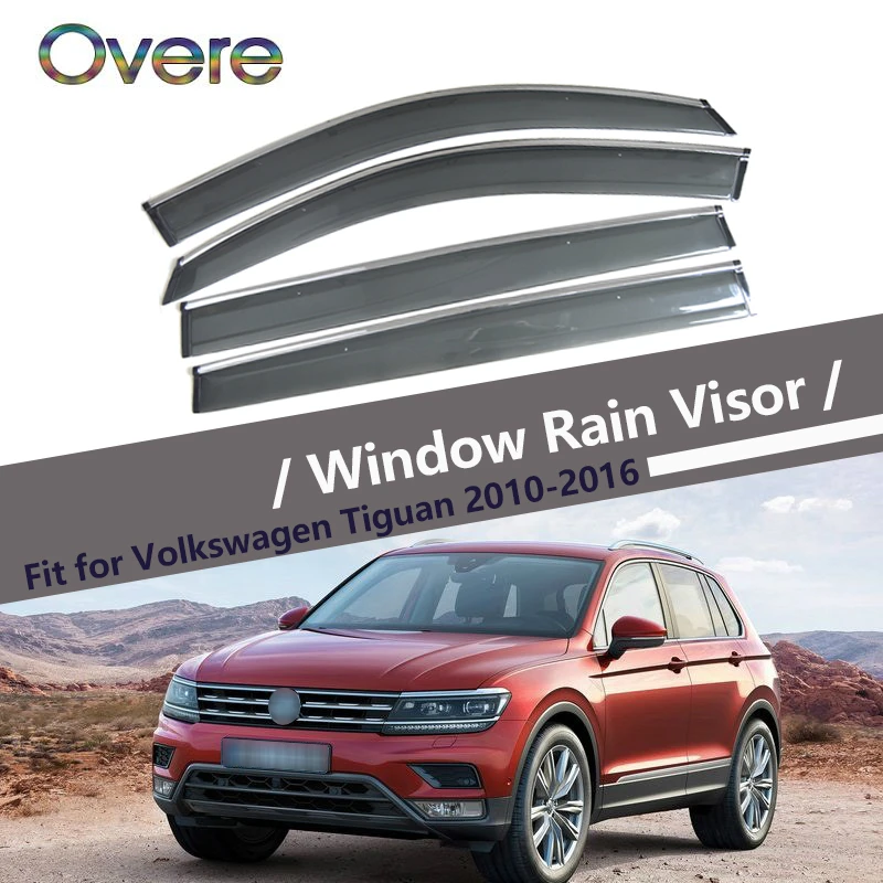 

OVERE NEW 1Set Smoke Window Rain Visor For VW Tiguan 2010 2011 2012 2013 2014 2015 2016 Vent Sun Deflectors Guard accessories