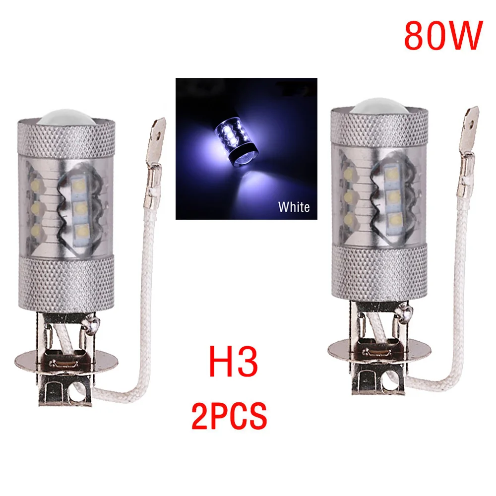 2PCS H1 H3 H4 H7 H8/H11 9005 9006 Led Bulb 80W Headlight Auto Led Lamp Car Styling Led Fog Light White Automobiles 2828 SMD