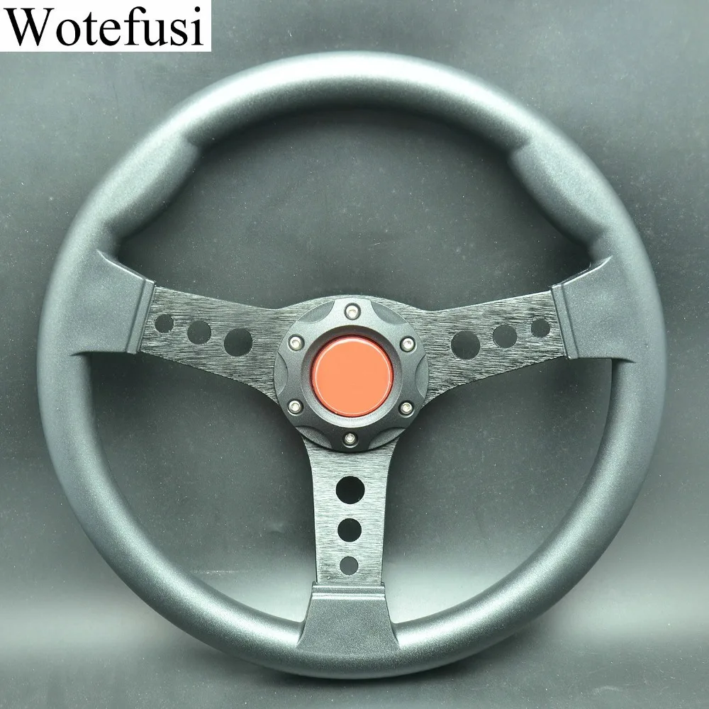 Wotefusi 340mm Sport Racing Steering Wheel Flat ABS Alloy w/ Horn Button Matte Black[QPA517]