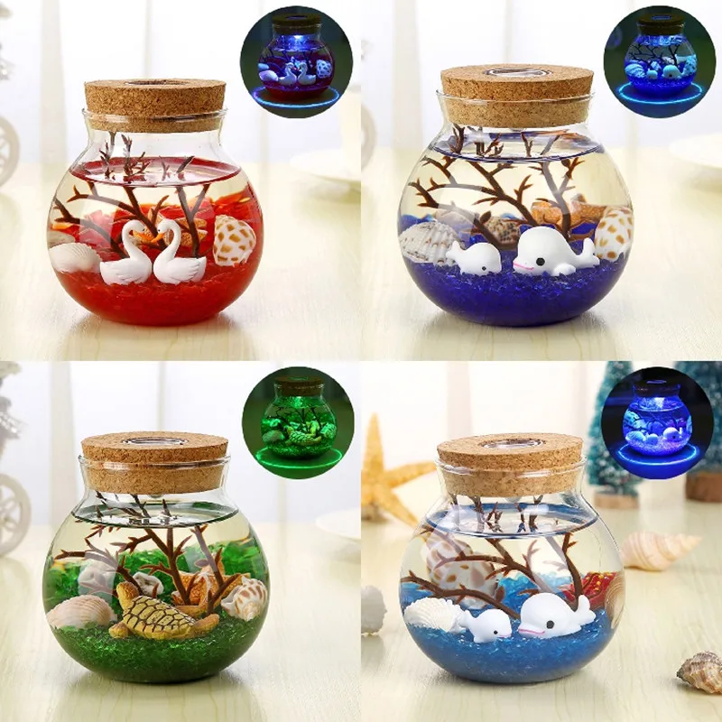 

Novel and Strange Toy DIY Noctilucent Ecology Bottle Micro Landscape Bottle Remote Controlled Seven-color Lantern Undersea World