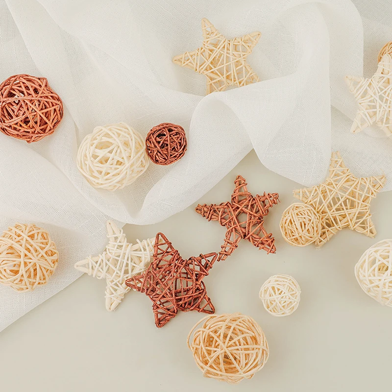 Ins Fotografie Requisiten Hintergründe Zubehör 9 stücke Natürliche Rattan Wicker Kugeln Sepak Takraw Ball Foto Studio Home Dekoration