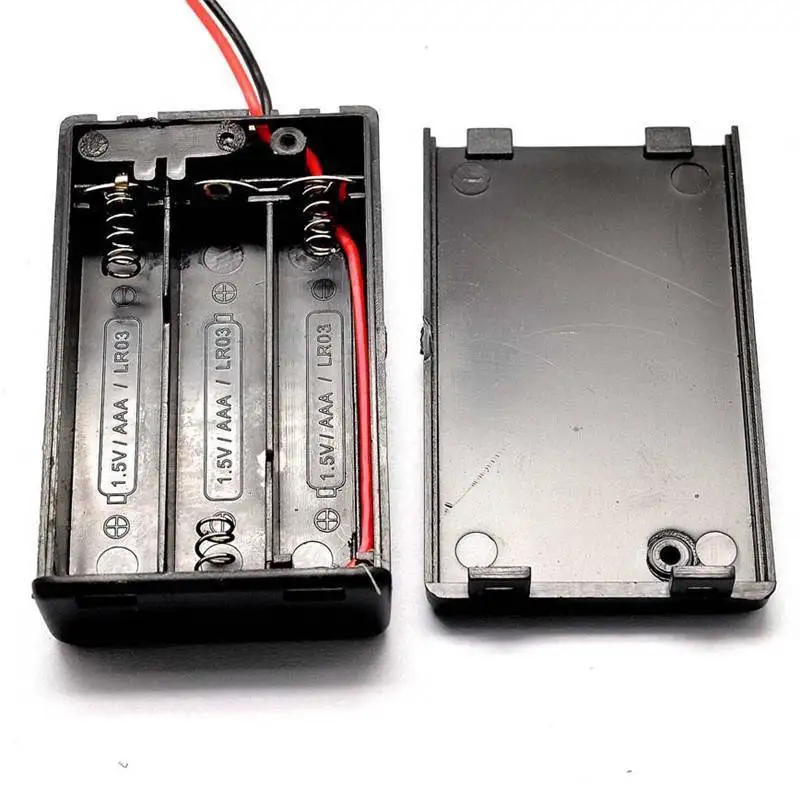 200PCS/LOT 3 AAA 4.5V Battery Holder Box Case with cover switch wire 3 AAA Batteries Storage Case Box