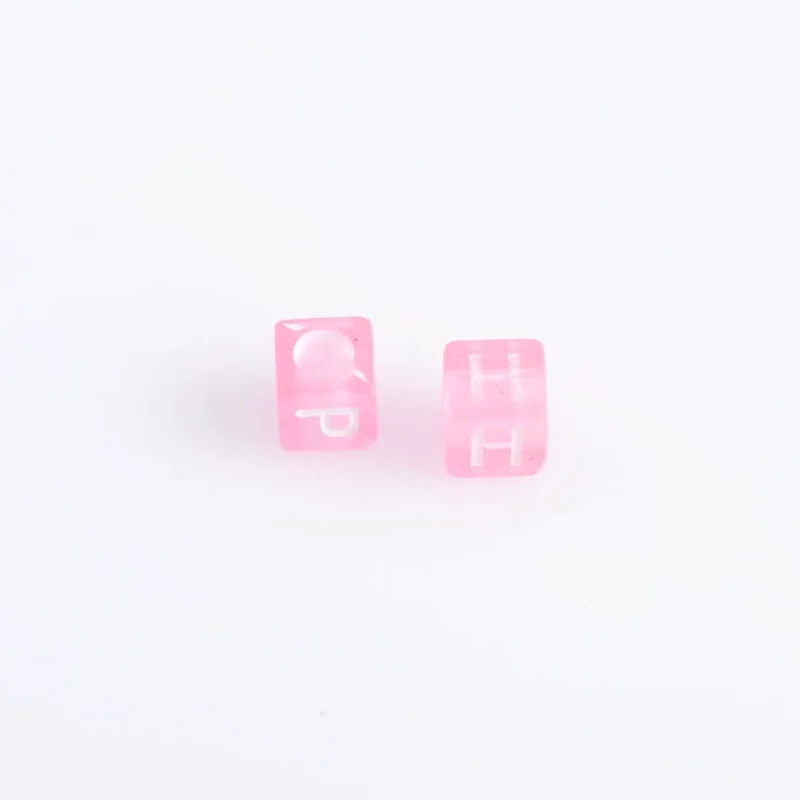 Wholesale DIY 200Pcs 6mm Multicolor Pink Cube Alphabet  Letter Acrylic Charming Flat Spacer Beads For Jewelry making YKL0116X