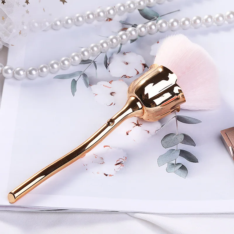 Brosses à Blush tête de Rose pour Nail Art, brosse à poussière pour manucure en métal, outil de beauté à la mode, accessoires pour ongles en Gel, livraison directe