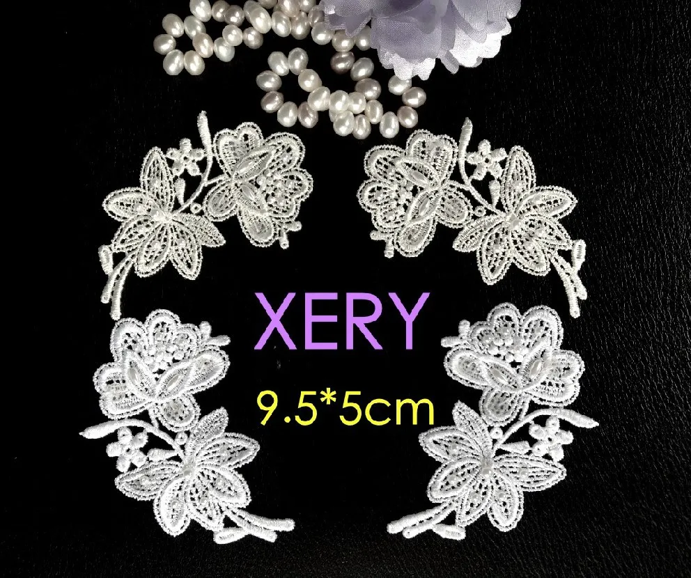 FREE SHIPPING 60pcs(30pairs)/lot,MIRROR SYMMETRY 9.5*5cm water soluble bead  paillette applique,bead sequins patches,XERY407a