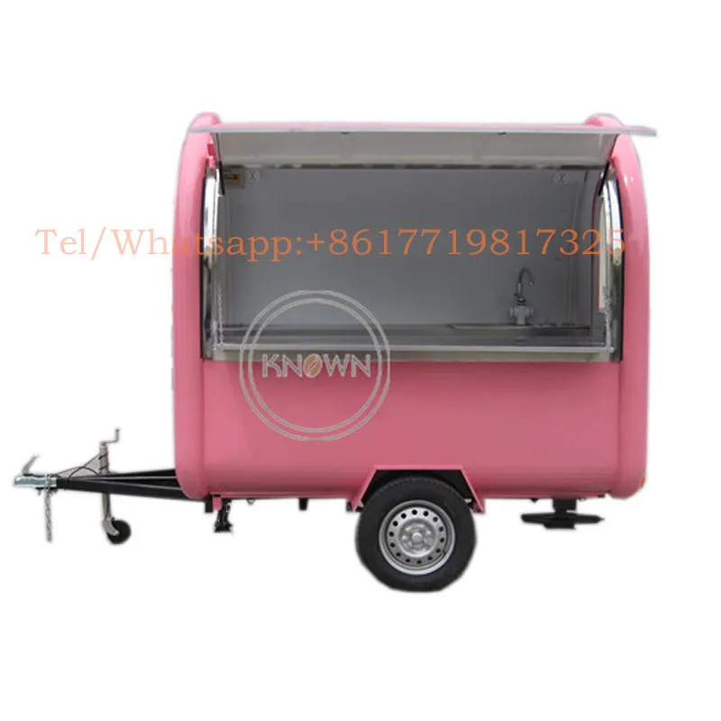 

Pink street food vending carts mobile electricl food truck for sale