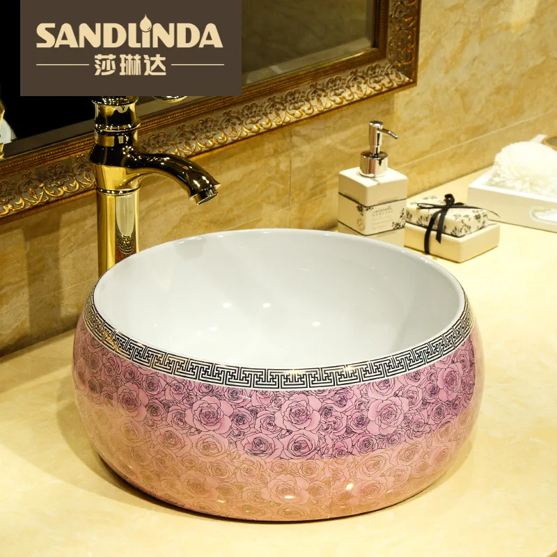 

Counter basin wash ceramic circle sink basin