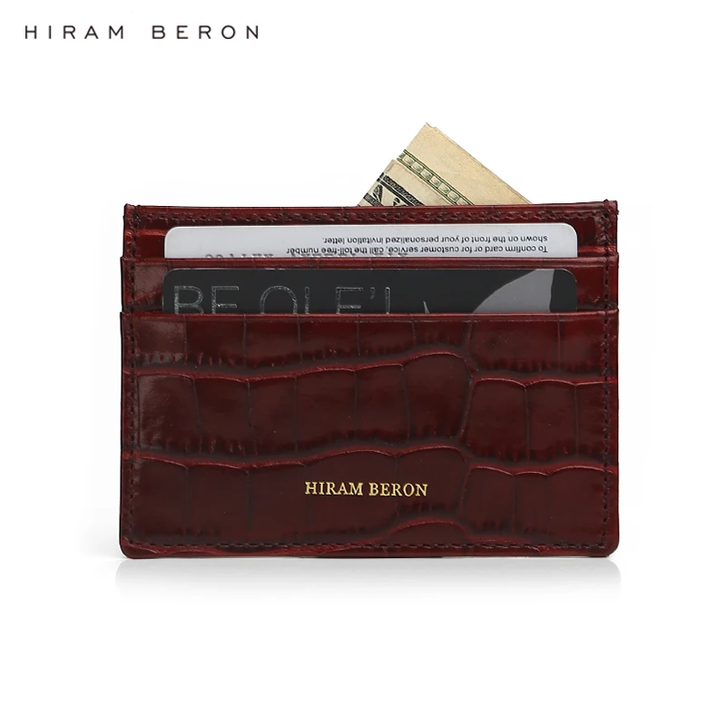 Hiram Beron Make Your Own Case Gift for Women Small Wallets Italian Leather Card Holder Crocodile Pattern Dropship