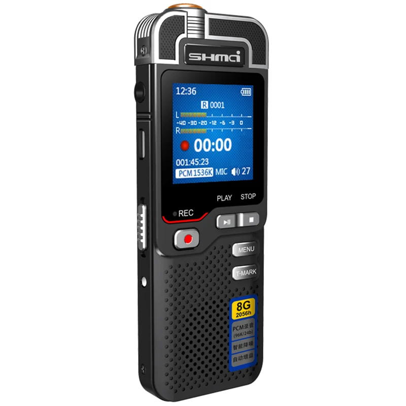 Shmci D60 Professional 1536Kbps Digital Voice-Activated Audio Recorder Mini Dictaphone Denoise Variable Speed Play MP3 Player