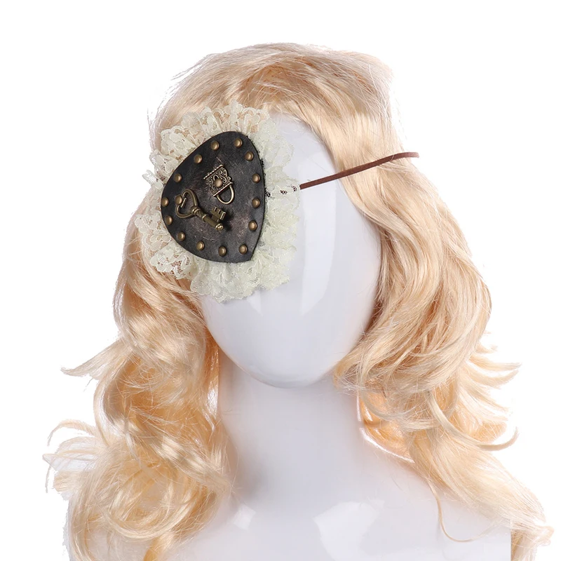 Retro Steampunk Stud Eye Mask Lolita Lace Single Blindfold Patch Cosplay Props Halloween Party Eye Mask Accessory