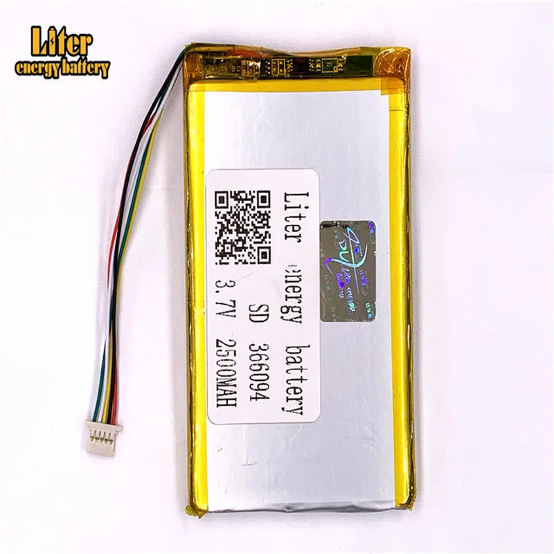 Cắm 1.0-5 P 366094 356095 2500 mAh 3.7 V Li-ion Polymer Pin Sạc Cho máy tính bảng 7 inch MP4 MP5