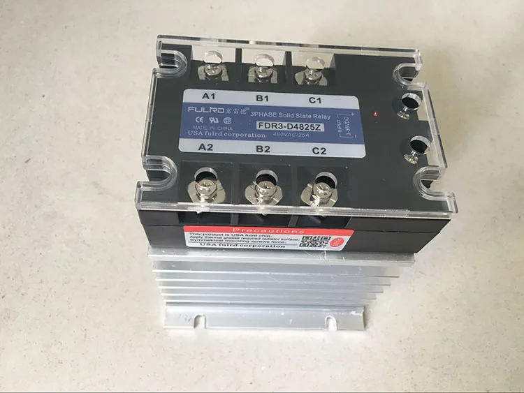 

DC-AC 25A 5-32VDC/ 480VAC Three Phase SSR Solid State Relay w Aluminum Heat Sink