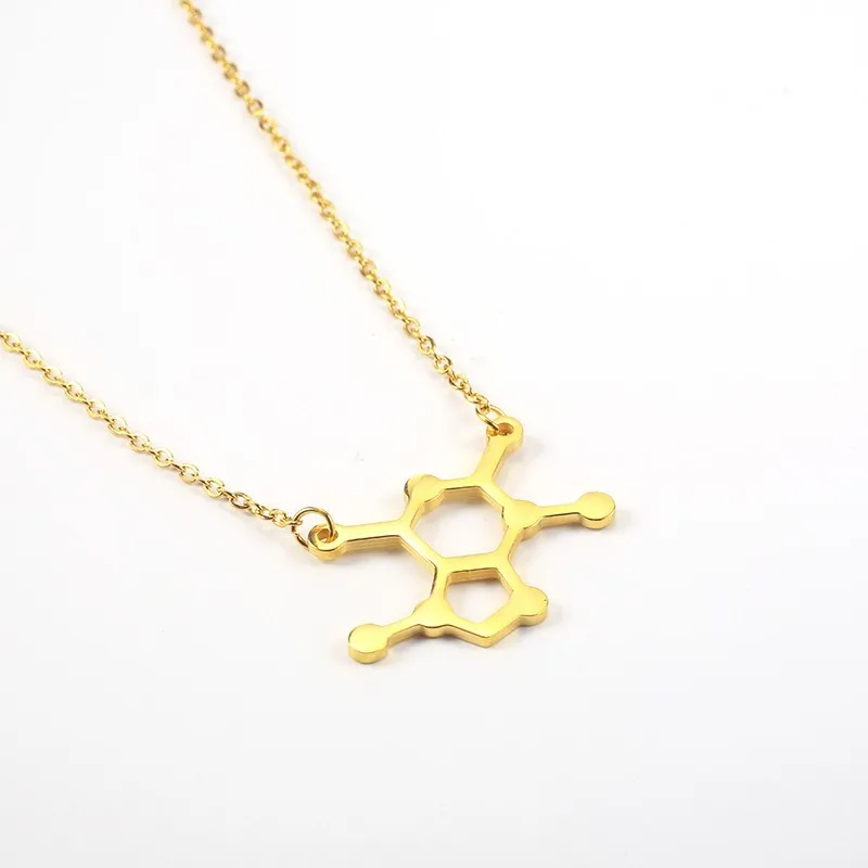 Fashion Molecule Necklaces Serotonin Chemistry Geometric Pendant Necklace Minimalist Jewelry Gift For Girls Women