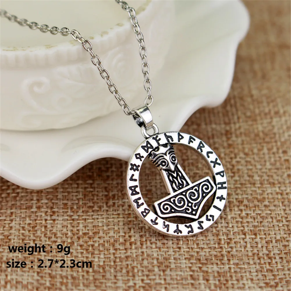 Vintage Newest Viking Necklaces Antique Silver Plated Thor Hammer Pendant Necklace For Men Women Mjolnir Jewelry Collares Gift
