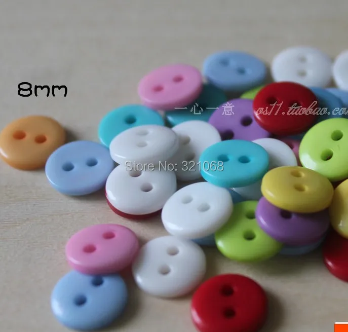 500 sets of mixed color children resin color 2 hand sewing button hole sewing button BJD doll cute baby multicolor button 8 mm