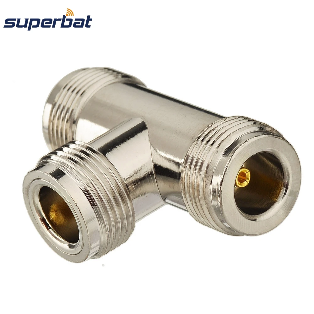 Superbat 5 pces n adaptador n jack para 2 n fêmea 3 way t tipo conector coaxial rf