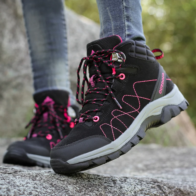 Zapatos de senderismo para mujer, zapatillas de montaña, botas para exteriores, antideslizantes, para nieve y mantener el calor, Invierno