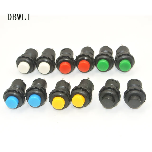 10 sztuk zatrzaskowy samoblokujący przycisk włączania/wyłączania 12mm 3A/125VAC 1.5A/250VAC czerwony zielony niebieski żółty przełączniki przyciskowe