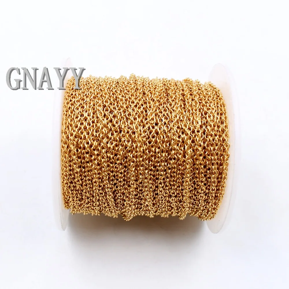 GNAYY Factory wholesale 10meter Lot 1.5mm/2.0mm Width DIY Jewelry Finding/Makings Stainless Steel Smooth Link Chain Gold