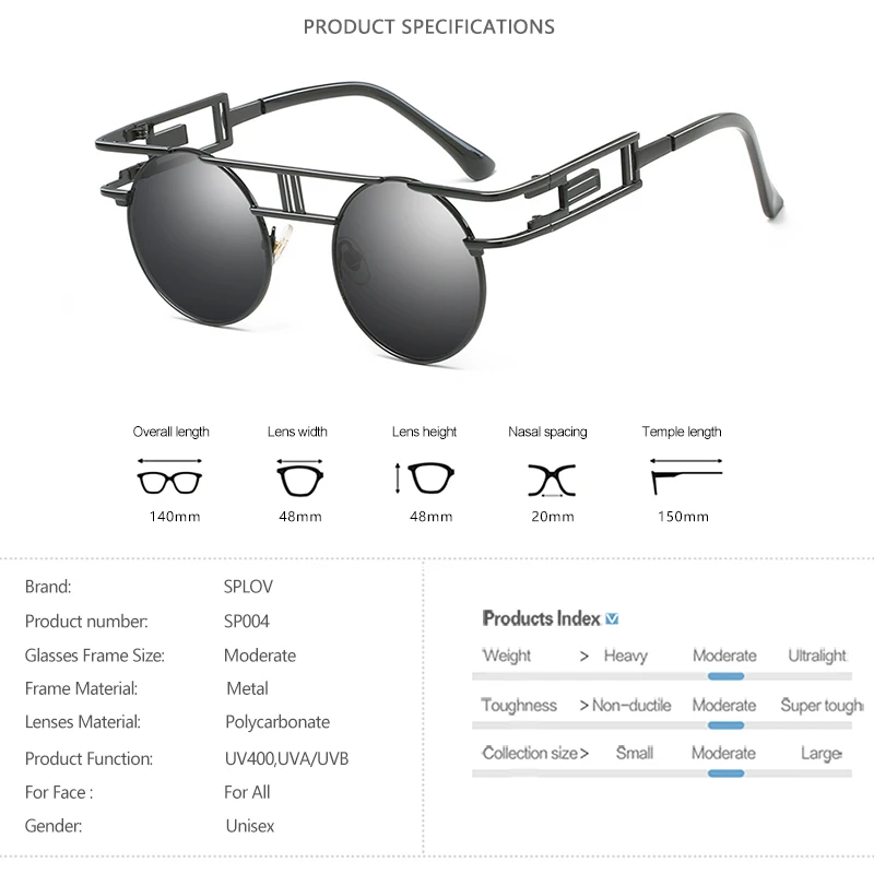 Fashion Round Steampunk Men Sunglasses Women Metal Frame Retro Gothic Design Sun glasses Vintage Shades Stylish Oculos De Sol