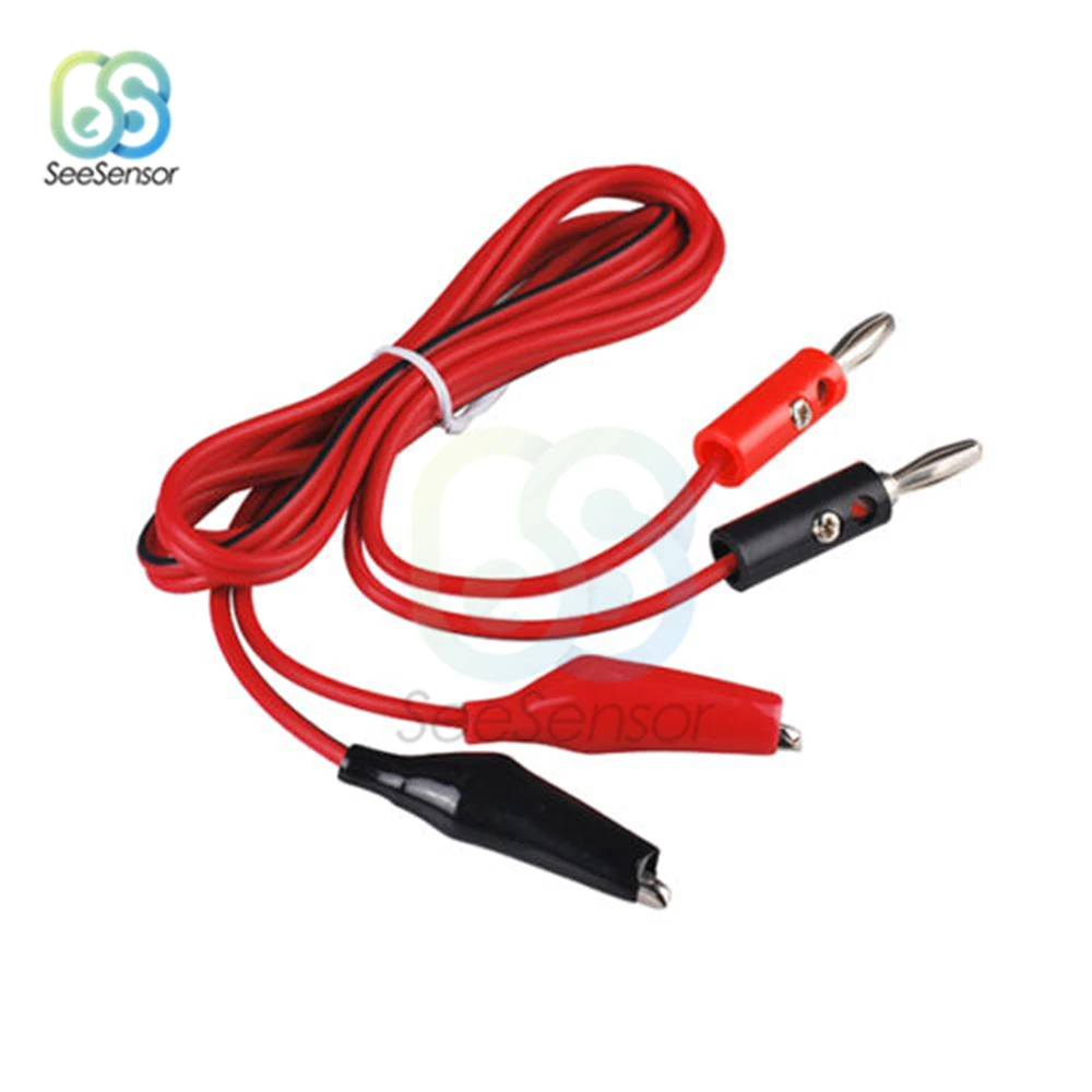 1M 100cm Alligator Cilp to AV Banana Plug Test Cable Lead Connector Dual Tester Probe Crocodile Clip for Multimeter Measure Tool