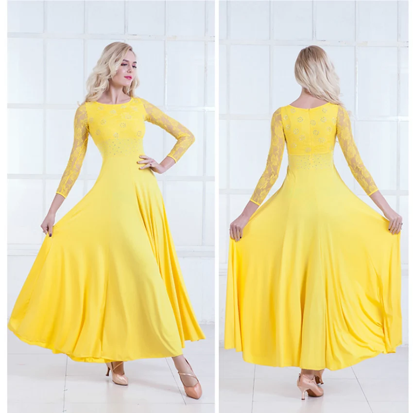 New Modern Dance Dress Long Sleeve Ballroom Dance Costume National Standard Dance Dress Waltz Dress Performance Clothing