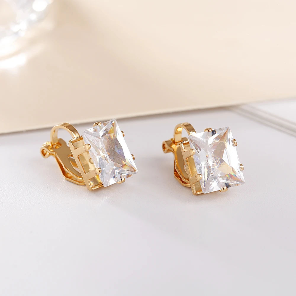 JIOFREE Cubic Zirconia Clip Earrings for women Fashion Crystal Jewelry Earrings Female Wedding Party Gift top quality