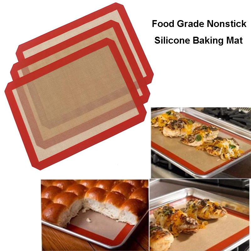 

4pcs Large Size Nonstick Silicone Baking Mat Heat Resistant Glass Fiber Dough Rolling Sheet Pad For Cake Baking Liner Pastry