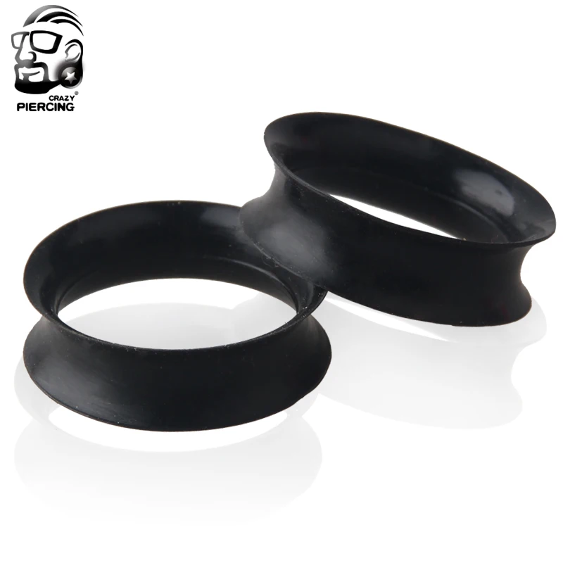 Silicone Flexible Thin Skin Double Flared Flesh Tunnel Ear Plugs Ear Gauge Expander Stretcher Body Piercing Jewelry Oreja 2pcs