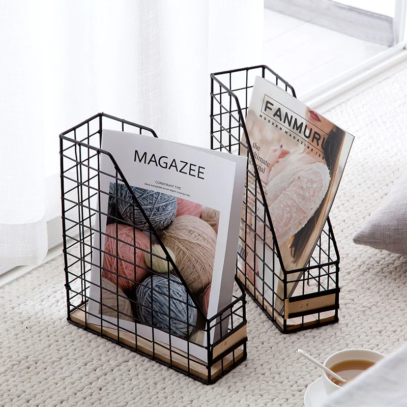 

Paper Holder Office Metal Mesh Document Storage Basket Nordic Retro Magazine Rack Desk Organizer