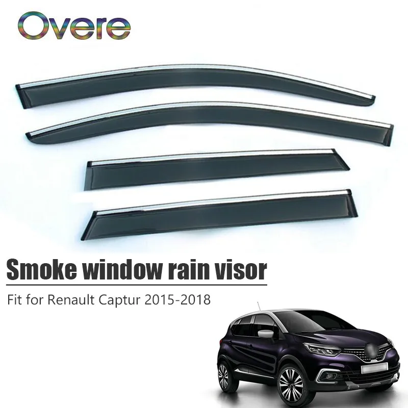 

OVERE NEW 1Set Smoke Window Rain Visor For Renault Captur 2015 2016 2017 2018 ABS Vent Sun Deflectors Guard Car Accessories