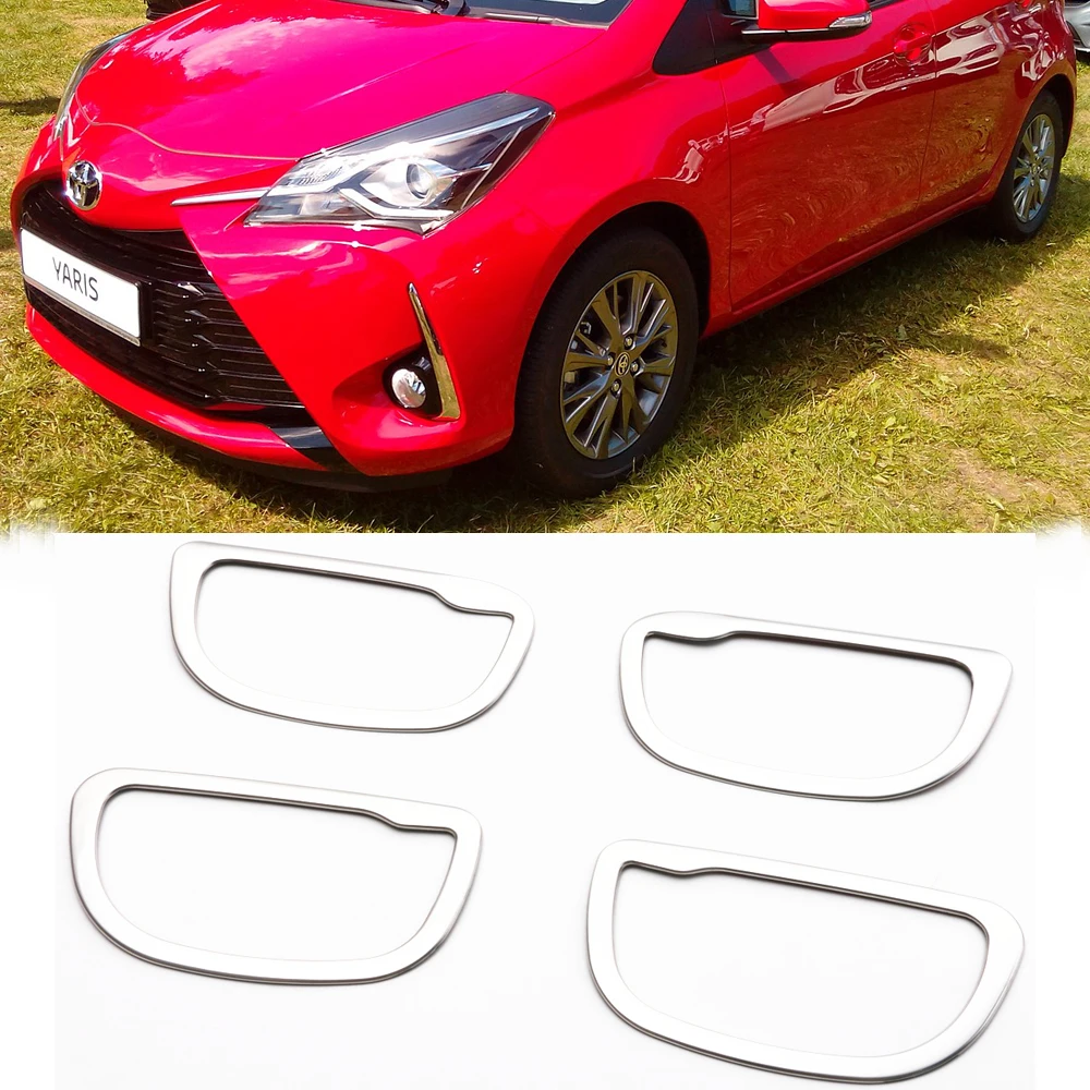 JY 4pcs SUS304 Stainless Steel Interior Inner Handle Trims Car Styling Cover for Toyota Vitz Yaris Hatchback 2017 Facelift