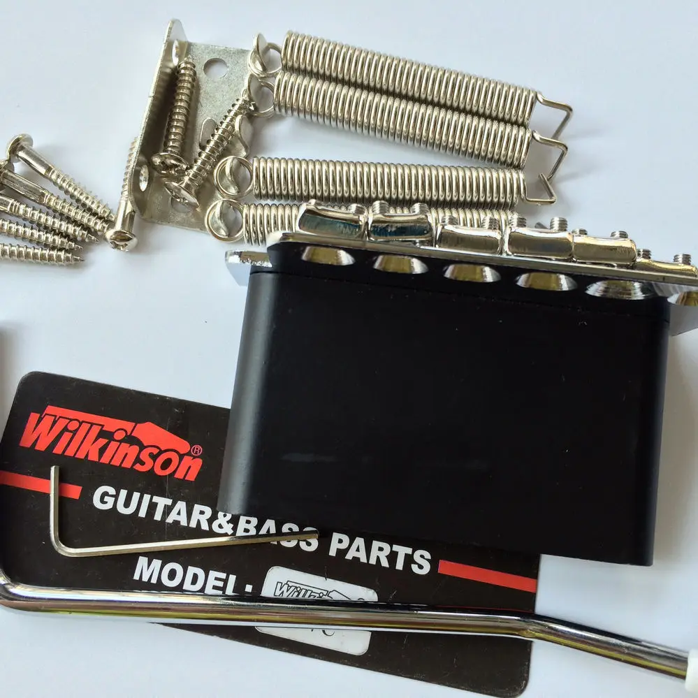 Wilkinson ST electric guitar Tremolo System Bridge + Bent Steel Saddles WV6 Chrome Silver Gold