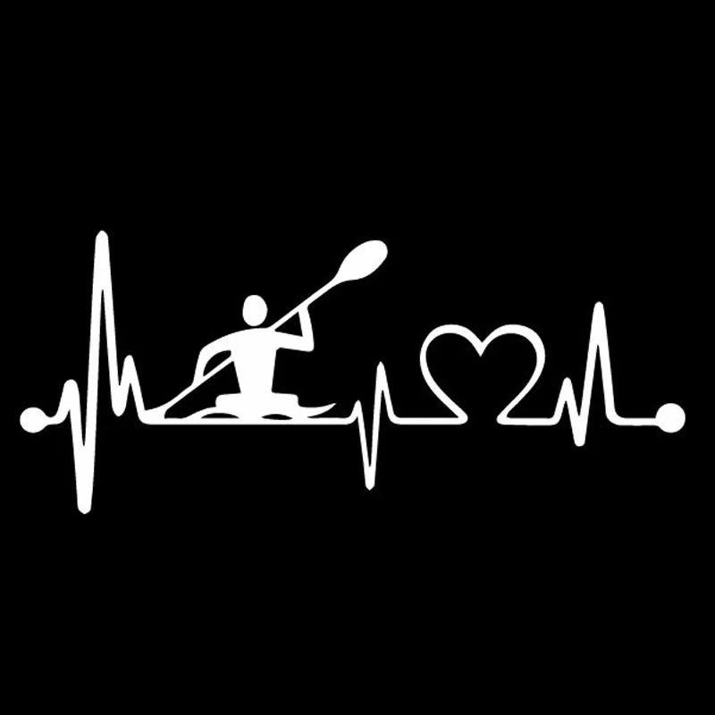 YJZT 16.2CM*6.9CM Heart Rate Ship Rowing Boat Artistic Conception Vinly Decal Car Sticker Interesting Black/Silver C27-0488