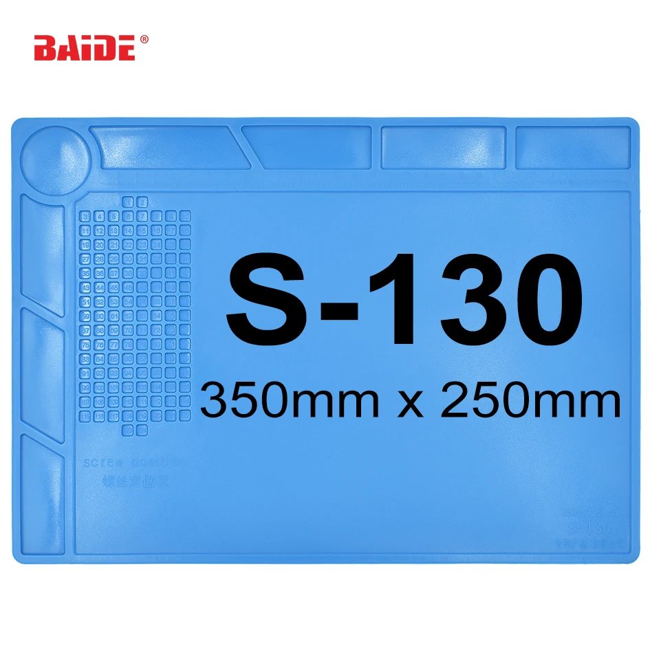 

35 x 25cm Blue Silicone Insulation Pad S-130 Heat Insulating Pad Desk Mat With 124 Screw Position Repair Mat 80pcs/lot