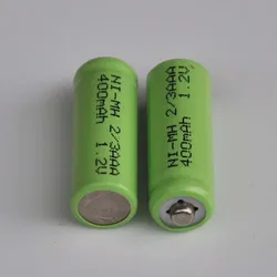 10PCS 1.2V 2/3AAA ni-mh rechargeable battery 400mah 2/3 AAA nimh cell with NO welding tabs for LED solar light