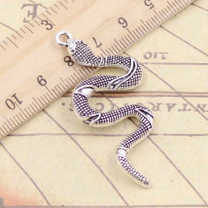 

10pcs Charms Snake 55x25mm Tibetan Bronze Silver Color Pendants Antique Jewelry Making DIY Handmade Craft