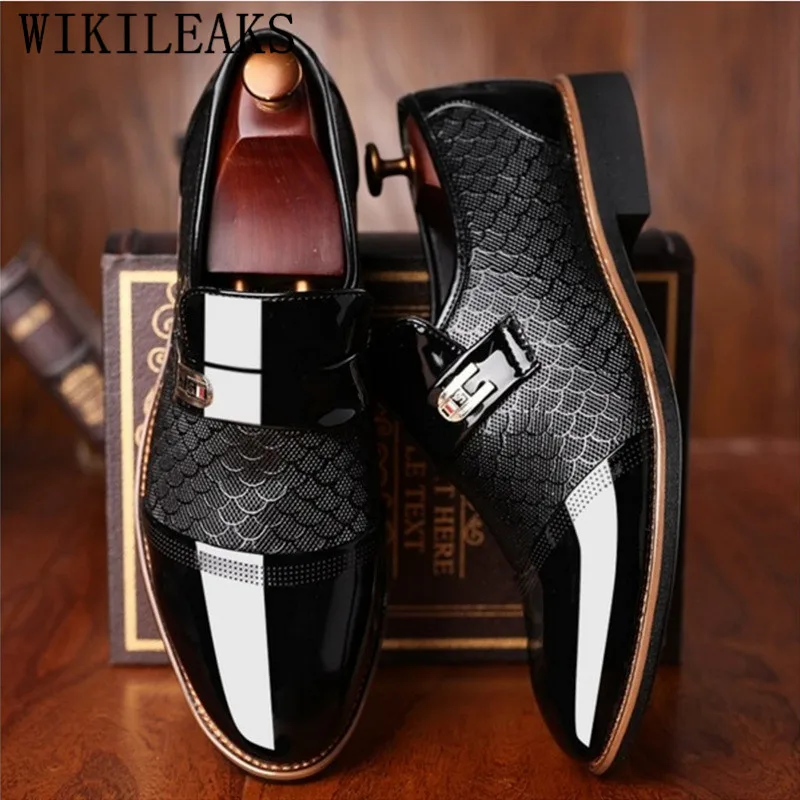 Men Shoes Pointed Toe Dress Shoes Men Loafers Patent Leather Oxford Shoes For Men Formal Mariage Wedding Shoes Zapatos Hombre image 4
