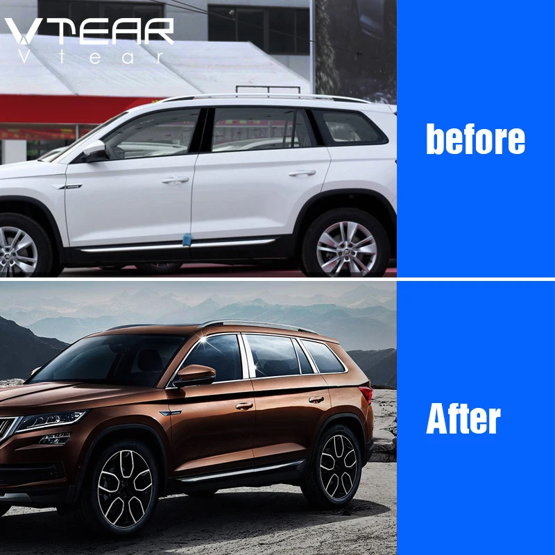 Vtear dla Skoda Kodiaq akcesoria chromowana osłona okna ze stali nierdzewnej chromowane części do stylizacji samochodu 2019 2020 2021 — zdjęcie 3